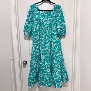 Vintage Two Potato of Laguna Beach, California Turquoise Mumu House Dress Sz. PL